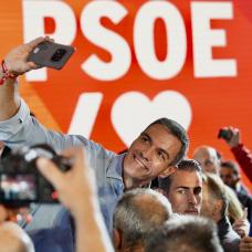 Pedro Sánchez, en un acto de precampaña, en Valladolid.