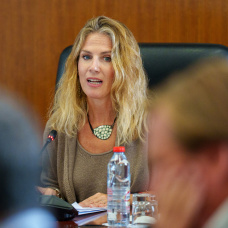 La presidenta del Parlamento de Andalucía, Ana Mestre, en una junta de portavoces.
