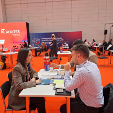 La directora de Aerocas en la World Routes de Frankfurt