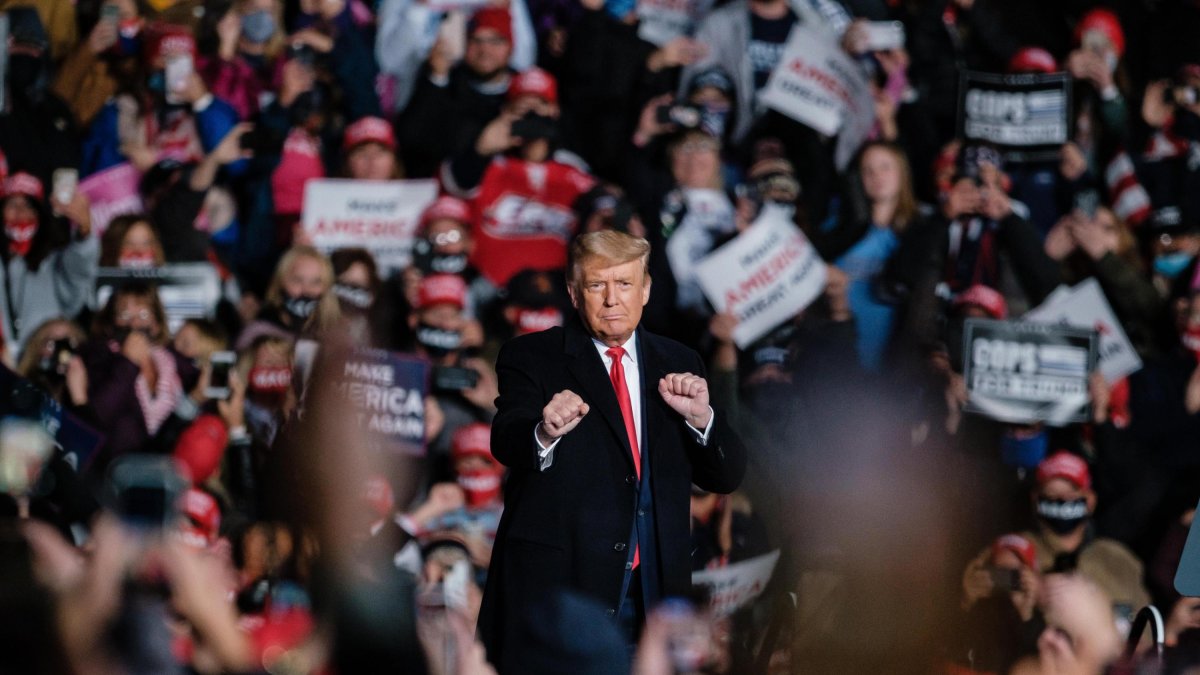 Donald Trump bailando durante uno de sus mítines electorales