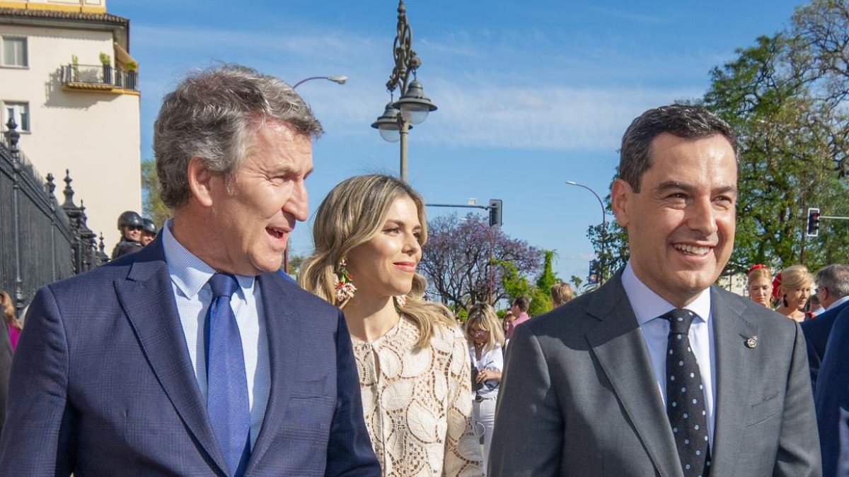 Feijóo y Moreno Bonilla durante la pasada Feria de Abril