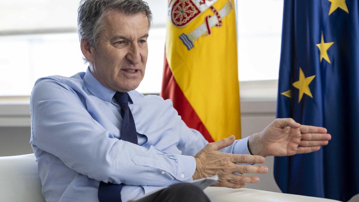 Alberto Núñez, Feijóo, durante su entrevista