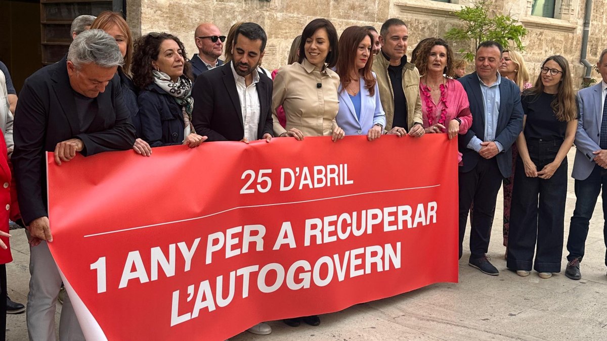 El PSPV celebra el 25 de abril en la puerta de Les Corts