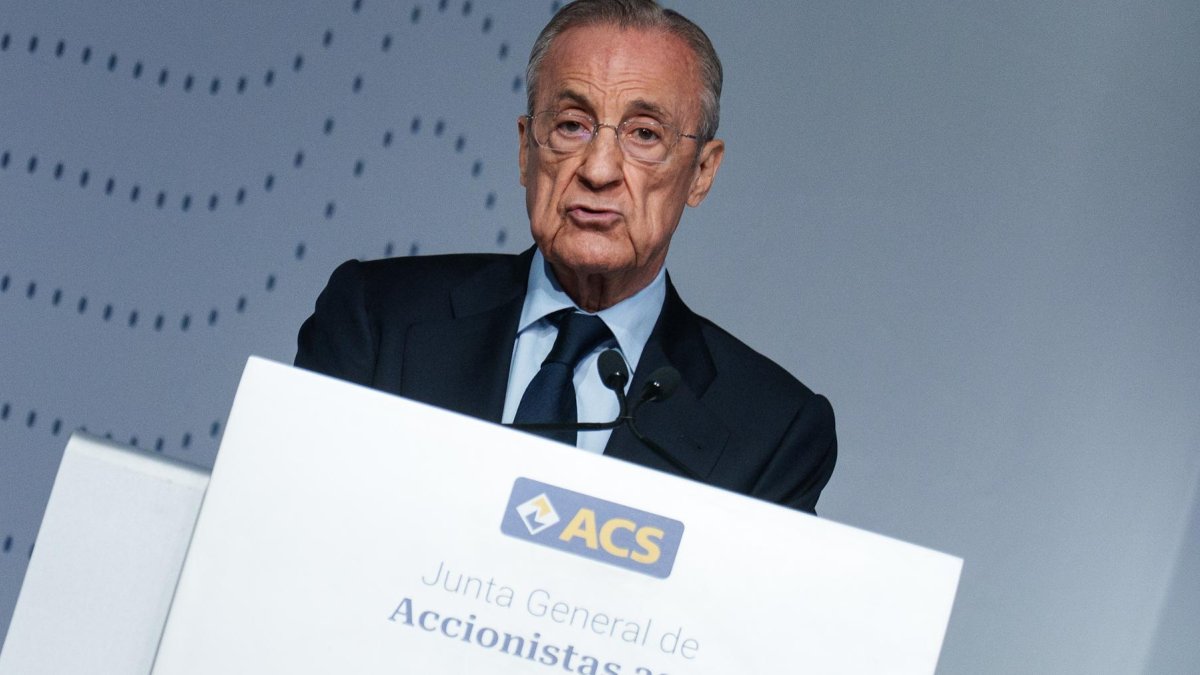 Florentino Pérez, durante la junta de accionistas de ACS del viernes