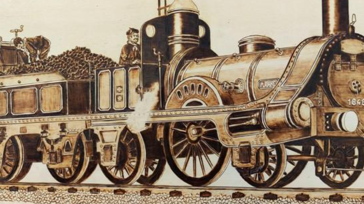 Imagen histórica del primer ferrocarril peninsular, que unió Barcelona y Mataró el 28 de octubre de 1848.