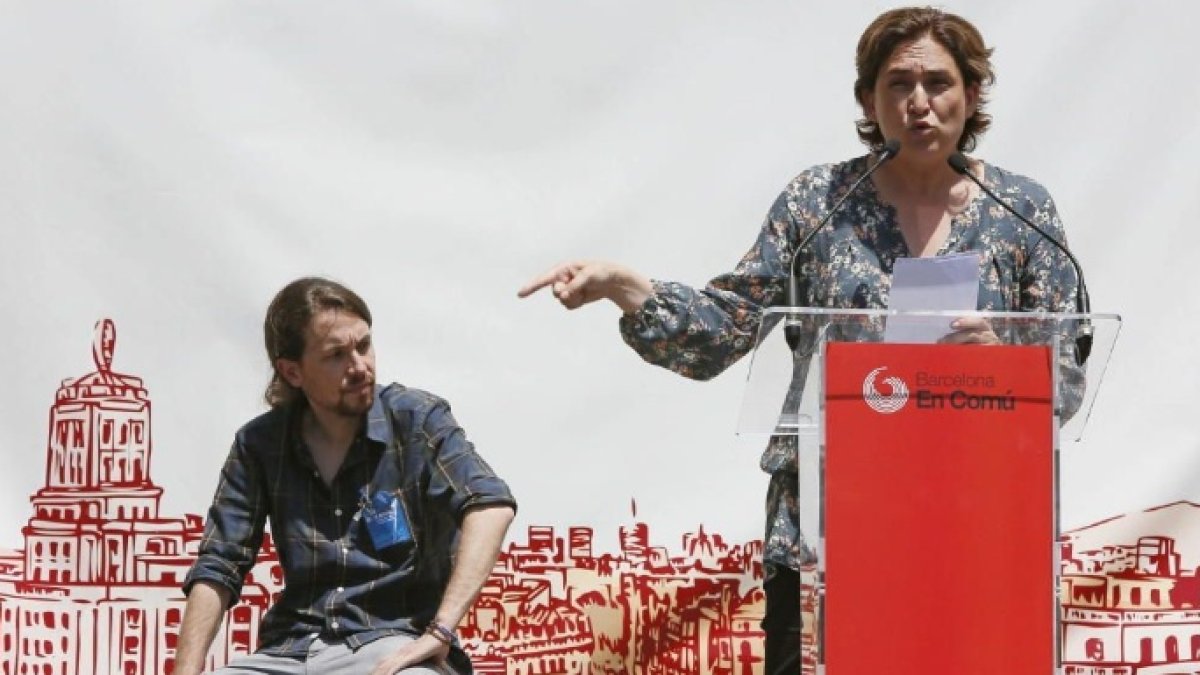 Colau e Iglesias, en un acto electoral