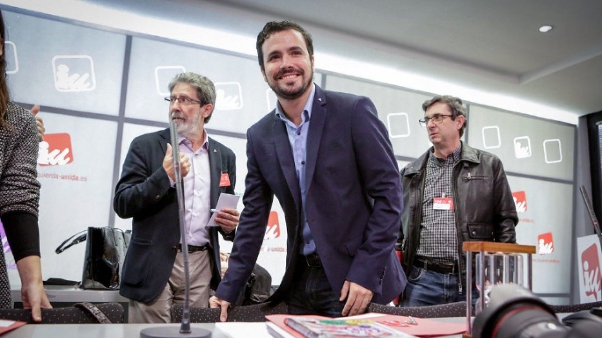 Alberto Garzón, en un acto de IU