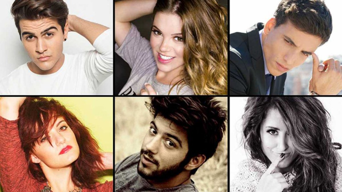 Las caras de los seis aspirantes a representar a España en el festival de Eurovisión.