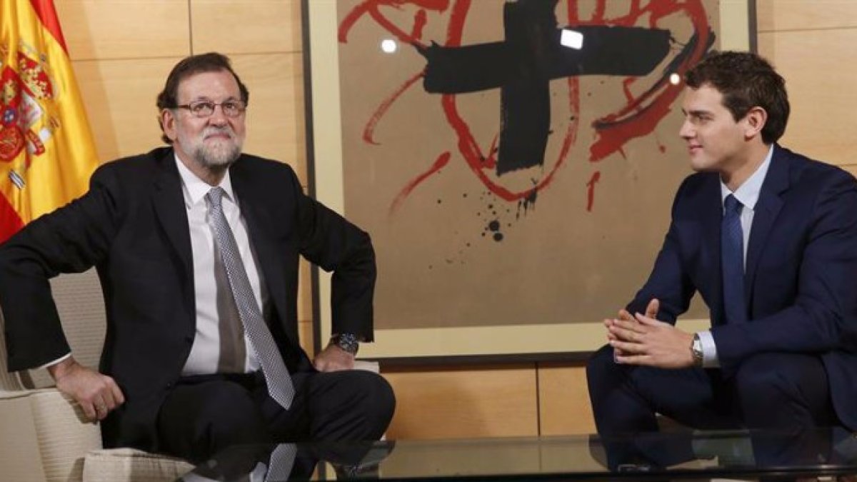 Rajoy y Rivera durante una reunión en La Moncloa.