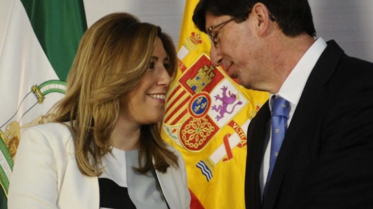 Susana Díaz junto al líder de Ciudadanos en Andalucía, Juan Marín