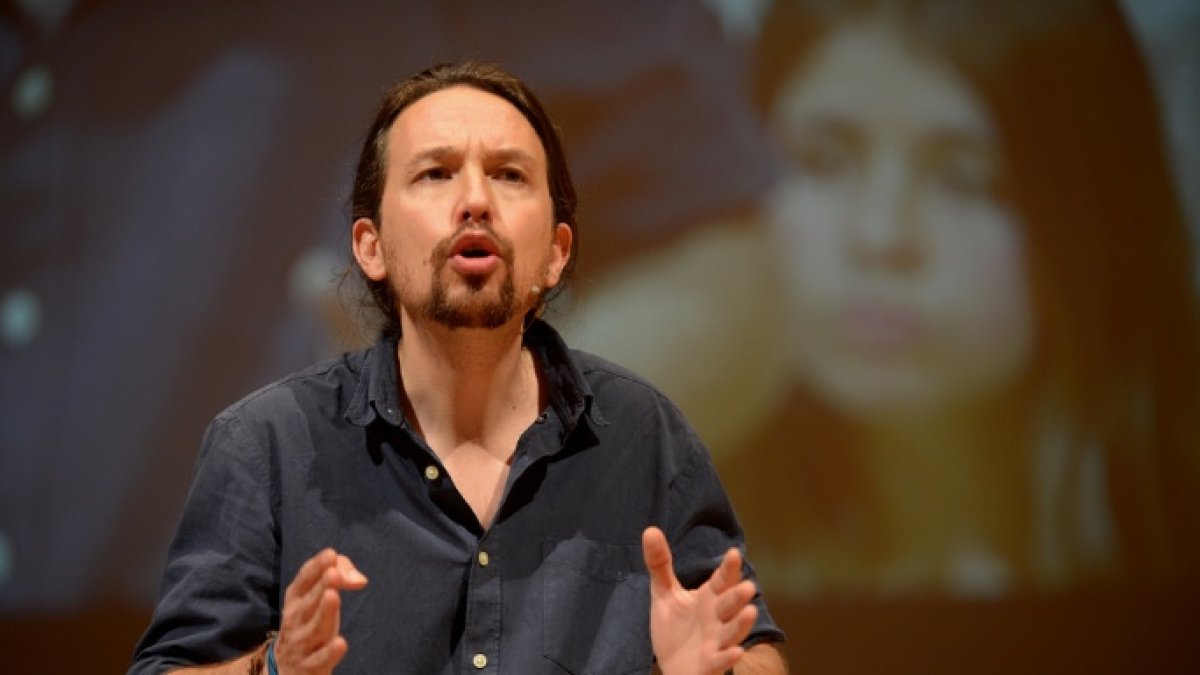 El líder de Podemos, Pablo Iglesias, en un acto de su partido