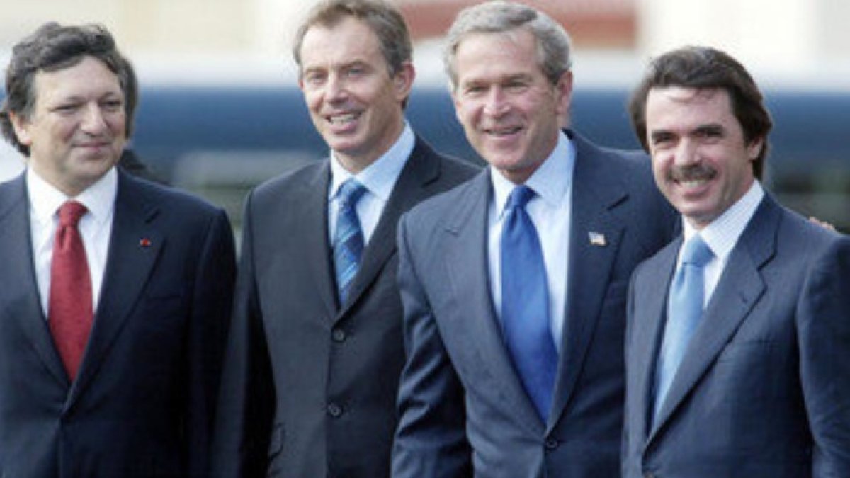 Durao Barroso, Blair, Bush y Aznar, en las Azpres