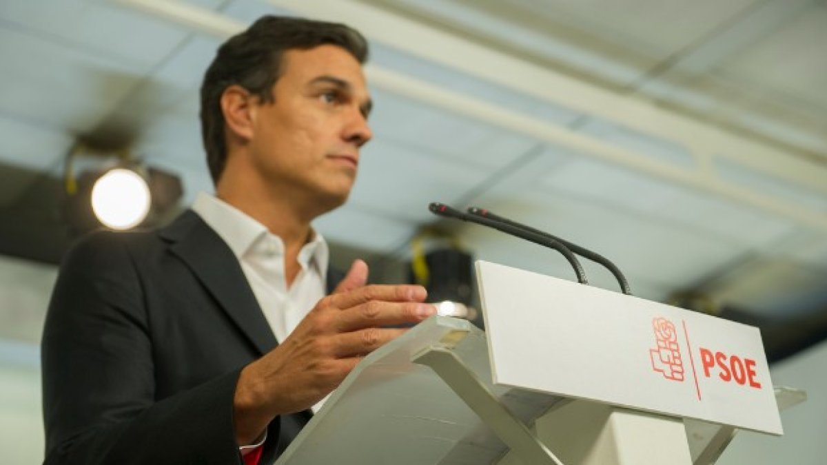 Sánchez durante su comparecencia del lunes en Ferraz.