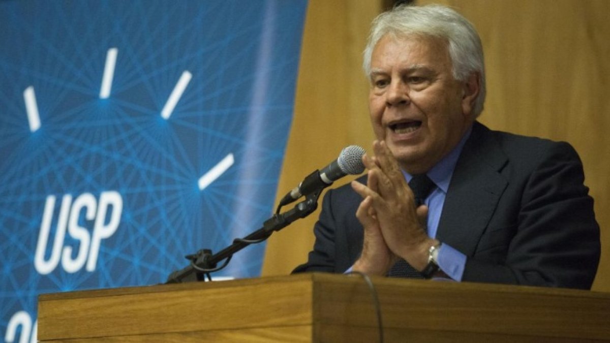 El ex presidente, Felipe González, durante una intervención