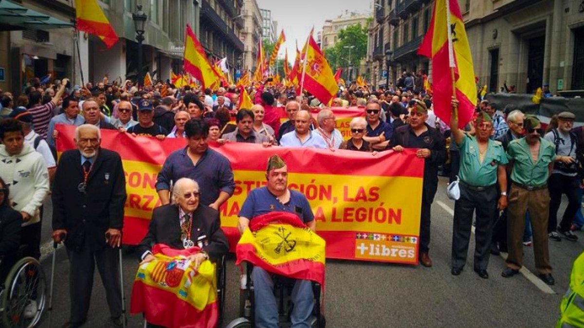 Imagen de la manifestación de este mediodía en Barcelona.