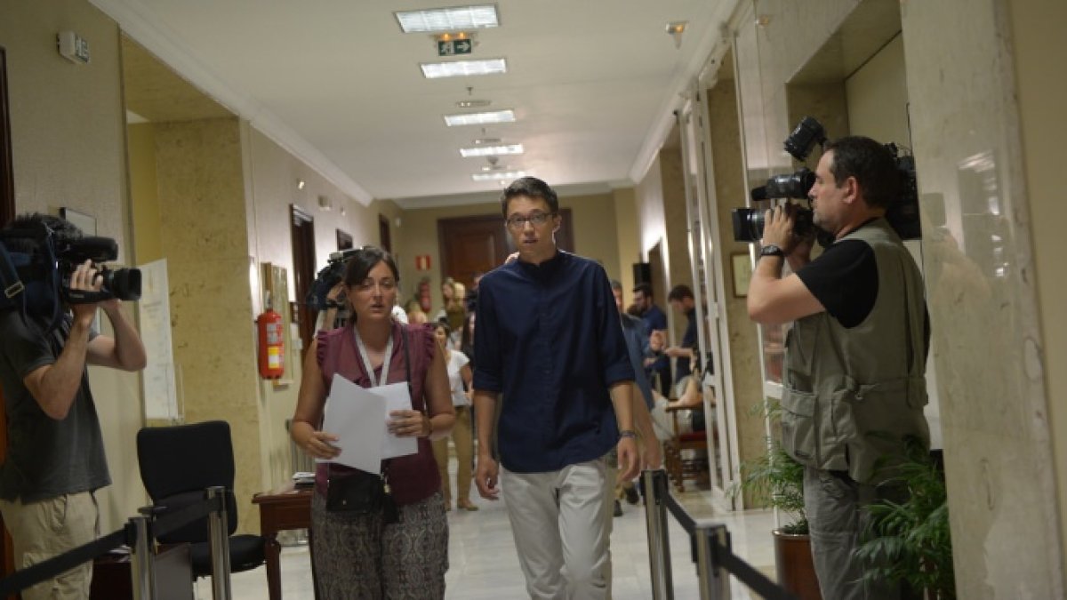 El portavoz de Podemos, este lunes al recoger en el Congreso su acta de diputado