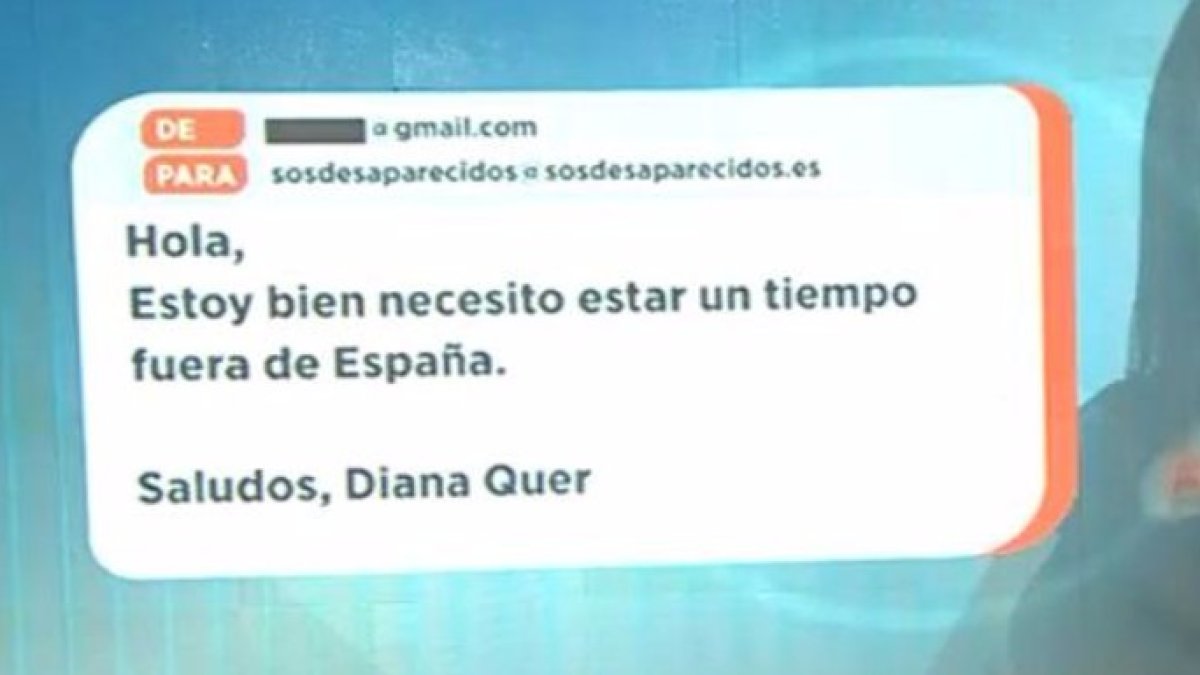 Un inquietante correo electrónico firmado por Diana pone el caso patas arriba