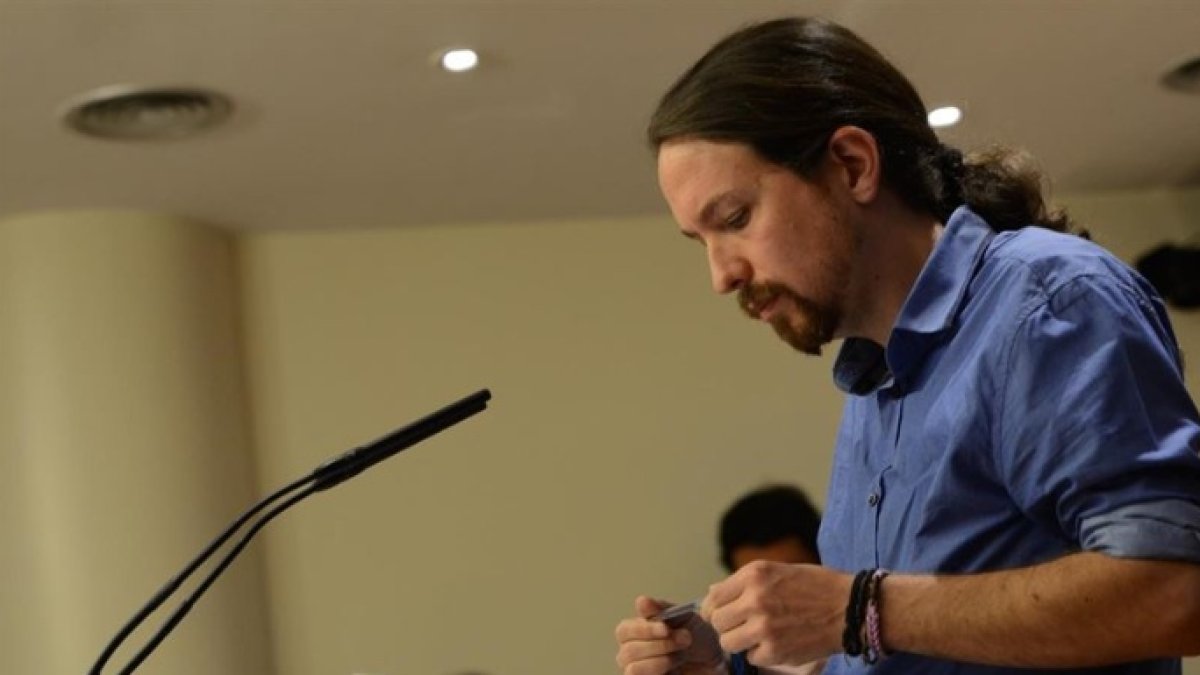 Pablo Iglesias, este jueves en una comparecencia ante los periodistas