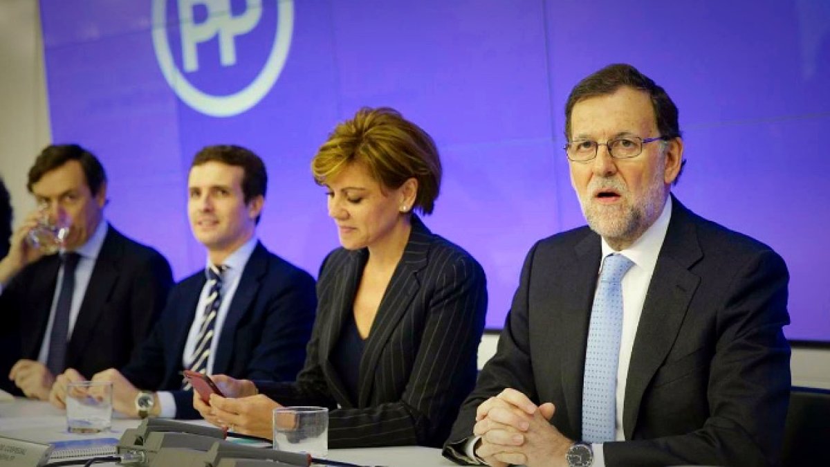Hernando, Casado, Cospedal y Rajoy en una junta del PP.
