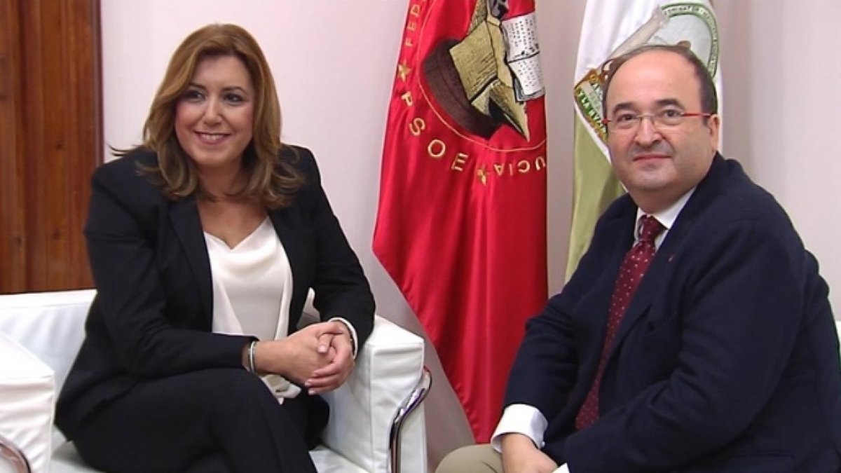 La bandera de España, ausente en la cita entre Díaz e Iceta