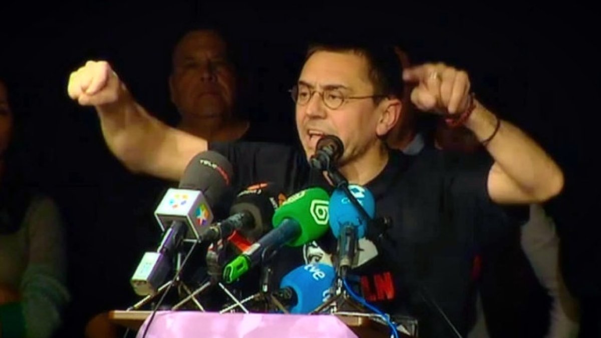 El cofundador de Podemos, Juan Carlos Monedero, en un acto político.