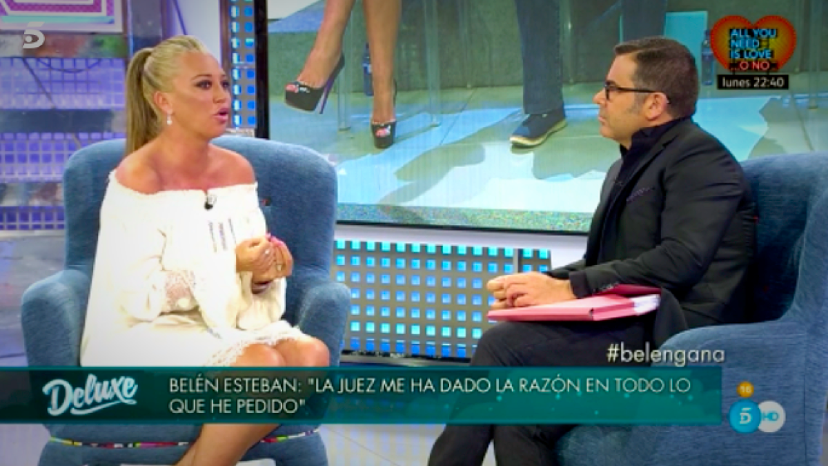 Belén Esteban y Jorge Javier Vázquez, durante el 'Deluxe' de este sábado.