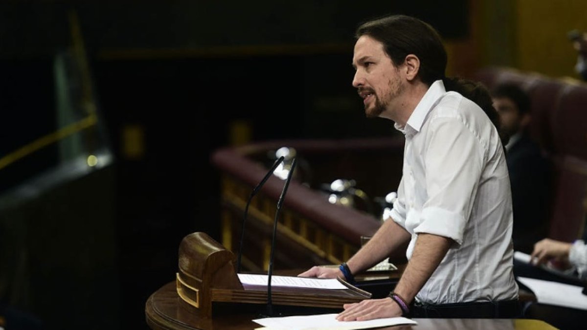Pablo Iglesias, en la tribuna del Congreso.