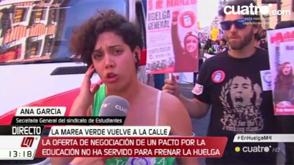 La líder del Sindicato de Estudiantes, Ana García, este jueves.