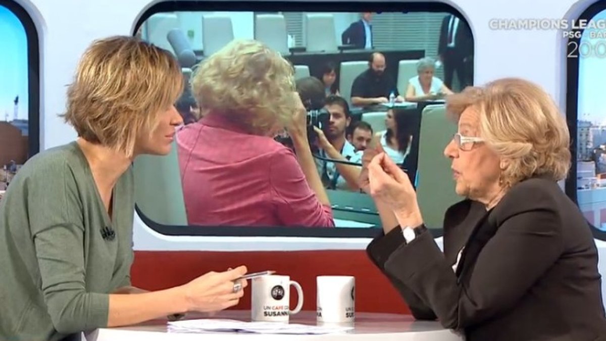 La alcaldesa de Madrid, Manuela Carmena, este martes entrevistada por Susanna Griso.
