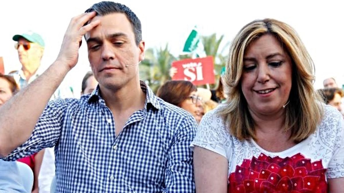 Pedro Sánchez y Susana Díaz, en un acto electoral en 2016.