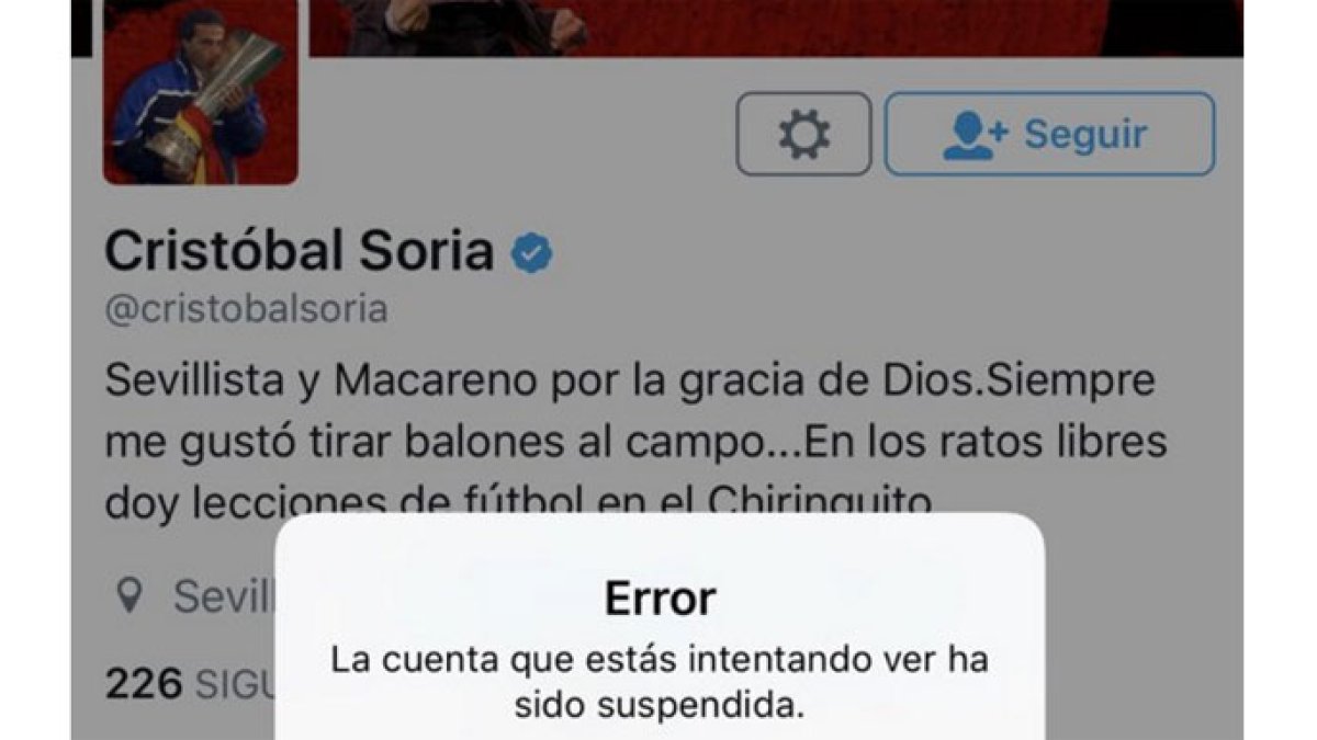 El antimadridismo clama contra el cierre de cuenta en Twitter de Cristóbal Soria