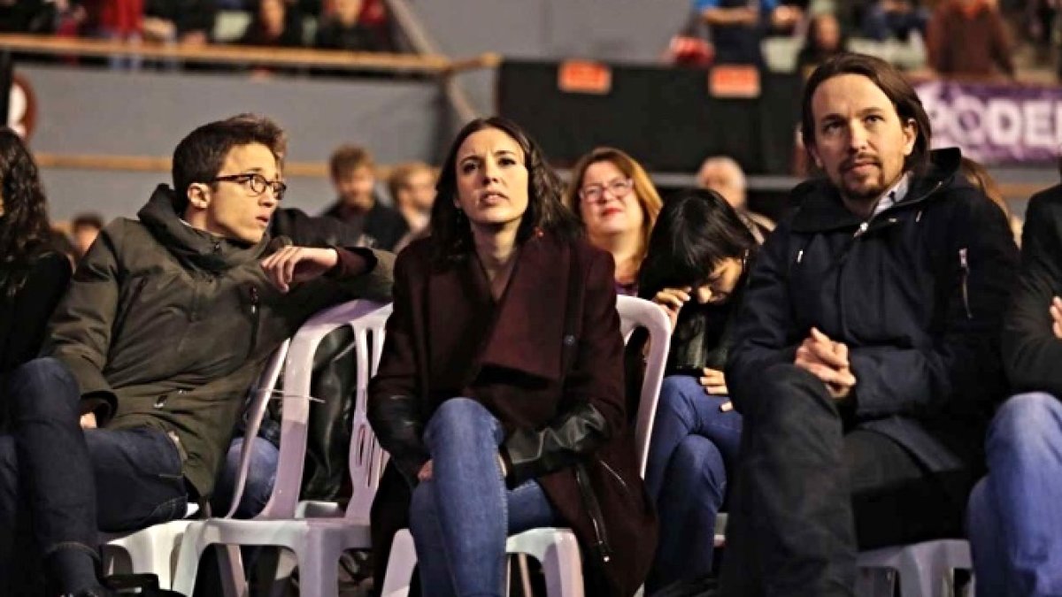 Errejón, Montero e Iglesias, durante Vistalegre II.