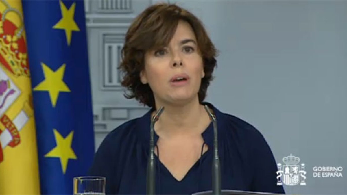 La vicepresidenta durante su comparecencia.