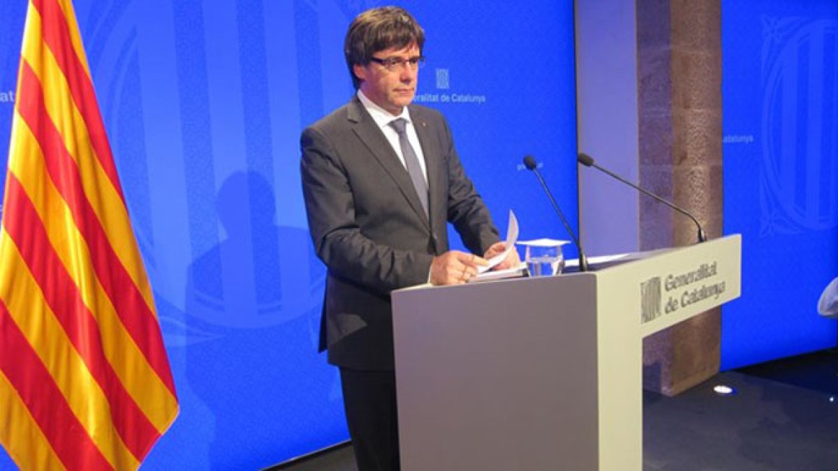 Puigdemont durante su comparecencia de este lunes.