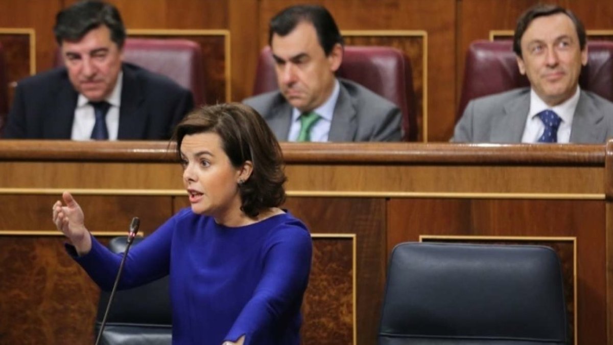 La vicepresidenta del Gobierno, este miércoles, en la sesión de control en el Congreso.