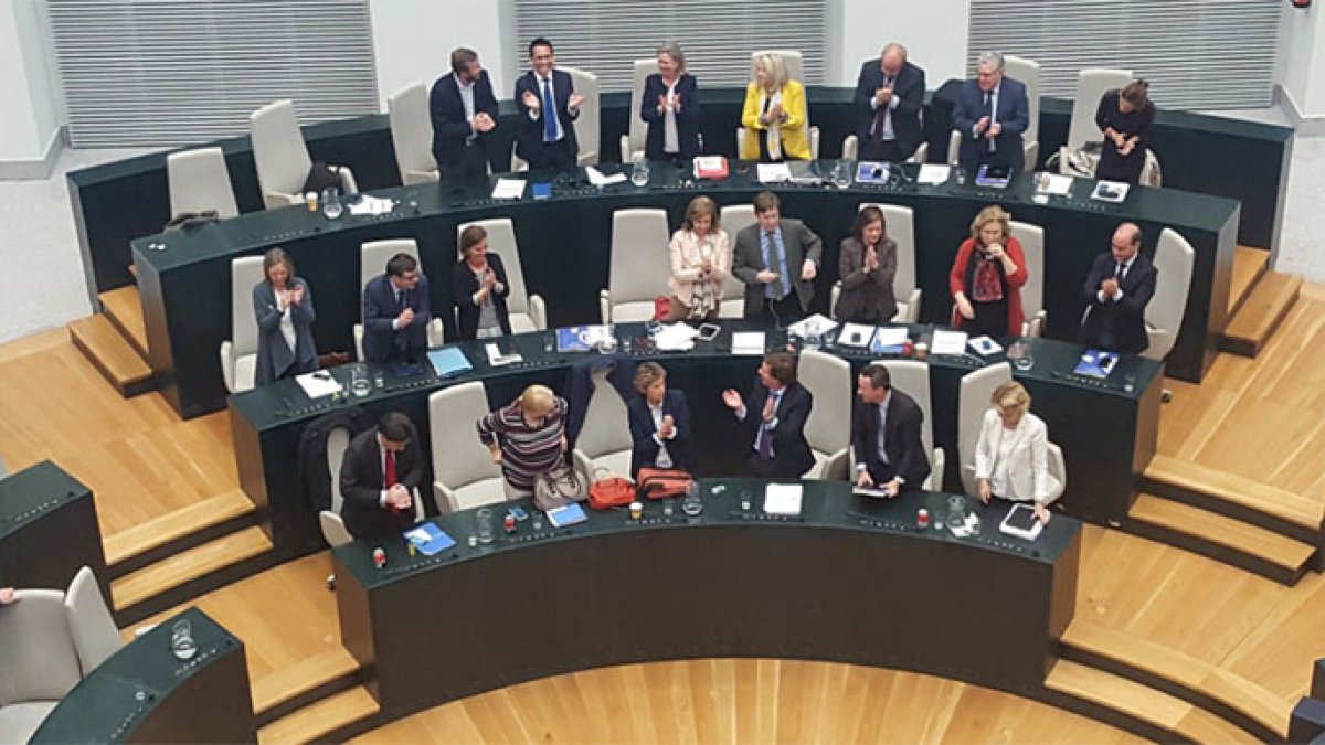 Los concejales del PP se felicitan tras la aprobación de la declaración.