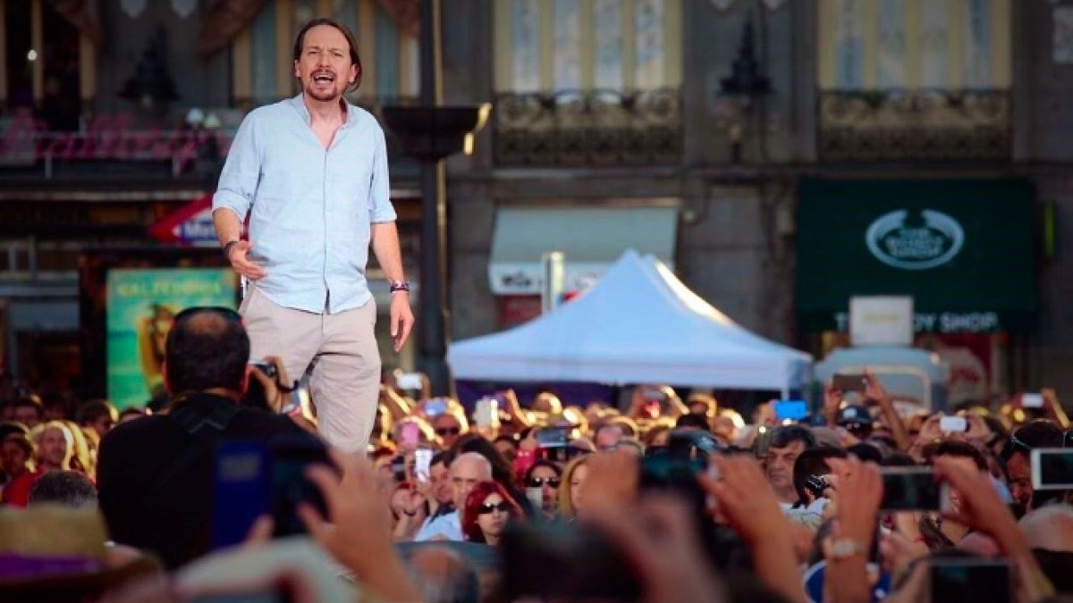 Pablo Iglesias, durante la concentración de este sábado.