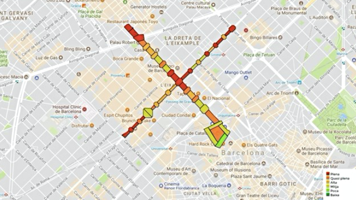 Mapa de la Diada de este 11-S.