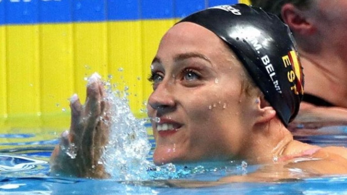 Mireia Belmonte, tras ganar este domingo su tercera medalla en los Mundiales.
