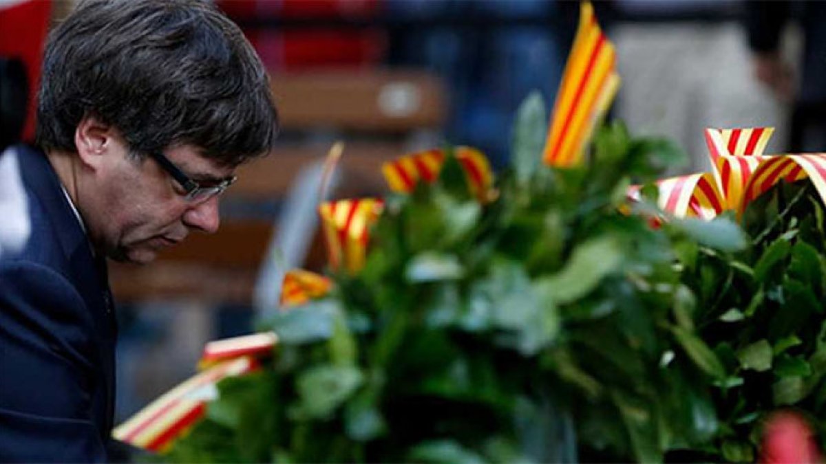 Puigdemont durante la ofrenda floral de esta Diada.