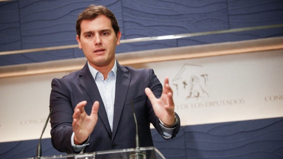 Albert Rivera, en una comparecencia ante los periodistas en el Congreso.