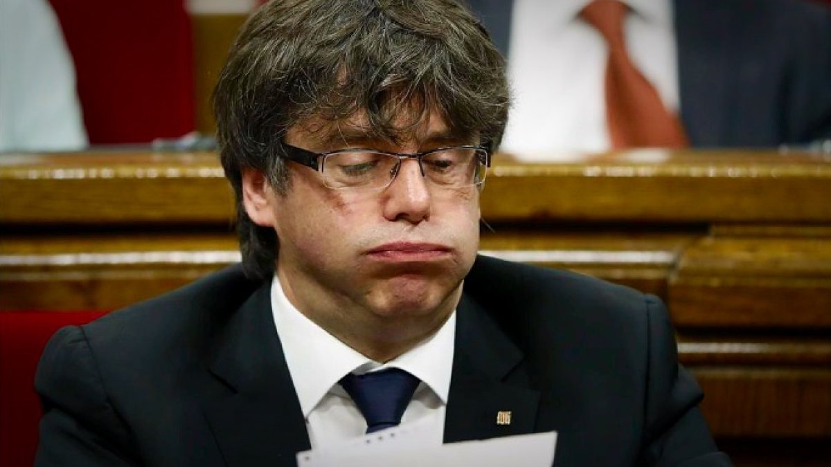 Carles Puigdemont, en el Parlament de Cataluña.