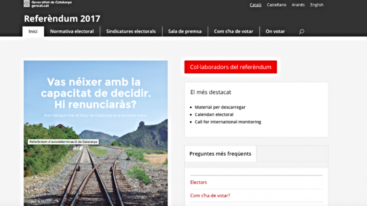 La web ilegal que publicita Carles Puigdemont.