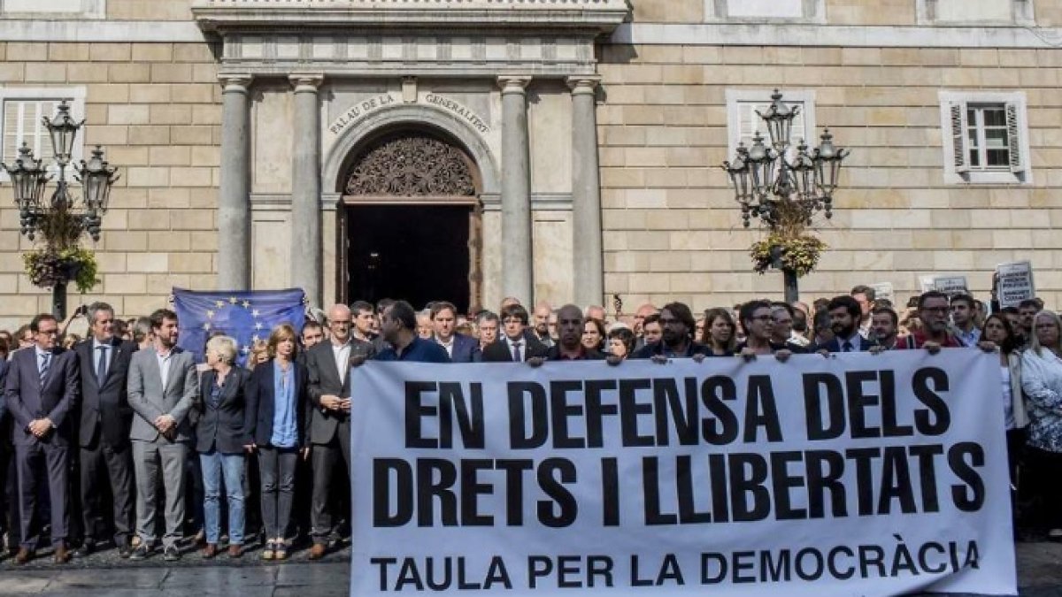 Funcionarios de la Generalitat, en una manifestación en favor del 