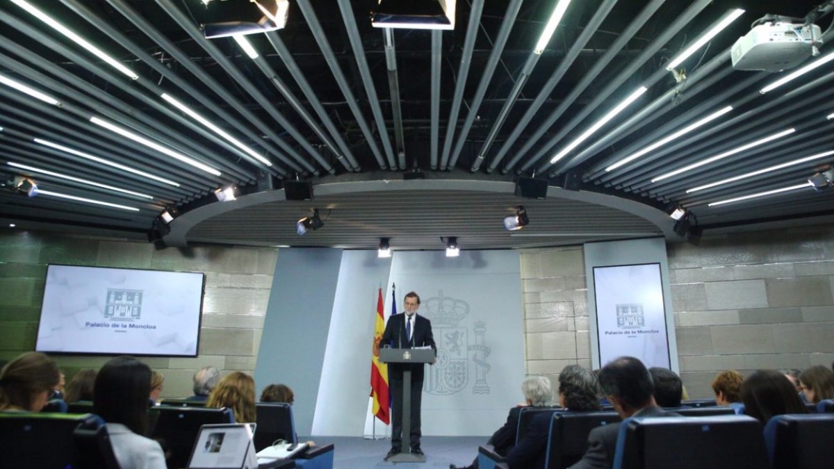 Mariano Rajoy durante su comparecencia.