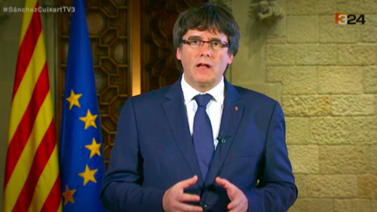 Carles Puigdemont, en su declaración de este sábado.