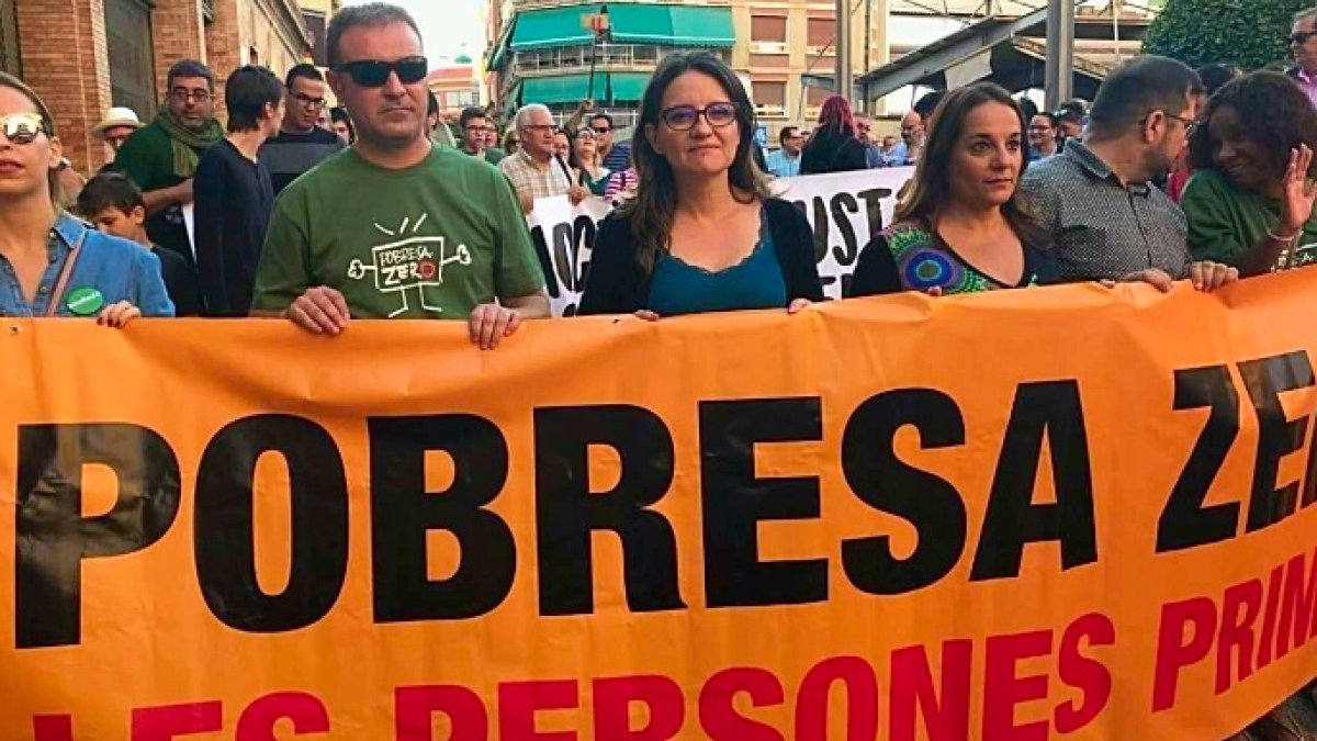 Monica Oltra durante la protesta en Alicante.