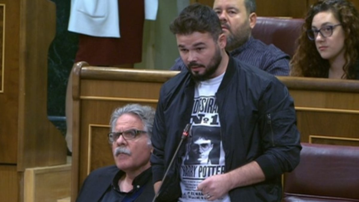 El portavoz de ERC, Gabriel Rufián, este miércoles en el Congreso.