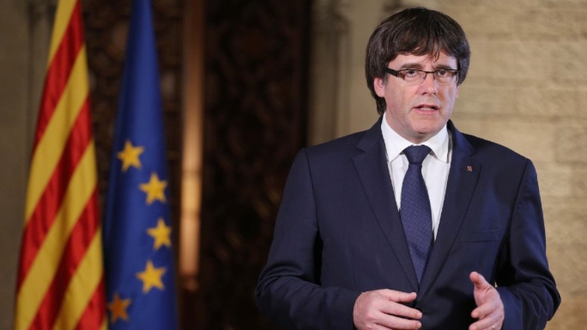 Puigdemont, este sábado en su comparecencia tras la aprobación del 155.