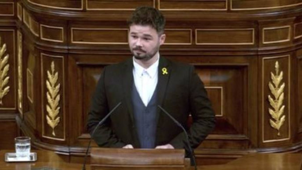 Gabriel Rufián, este martes en el Congreso.